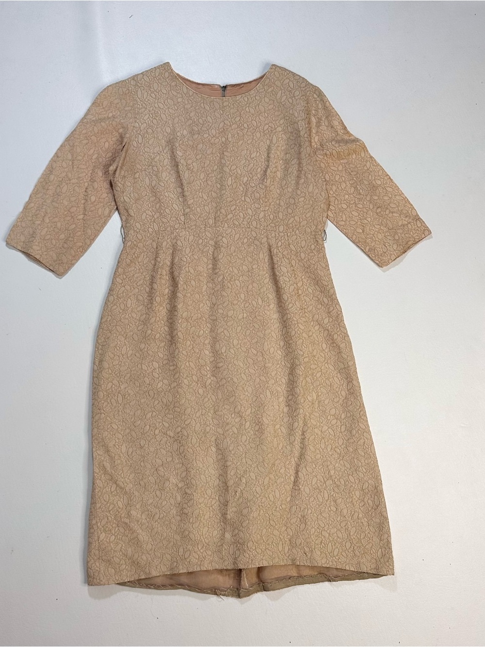 Vintage 1960s Jack Mann tan lace dress